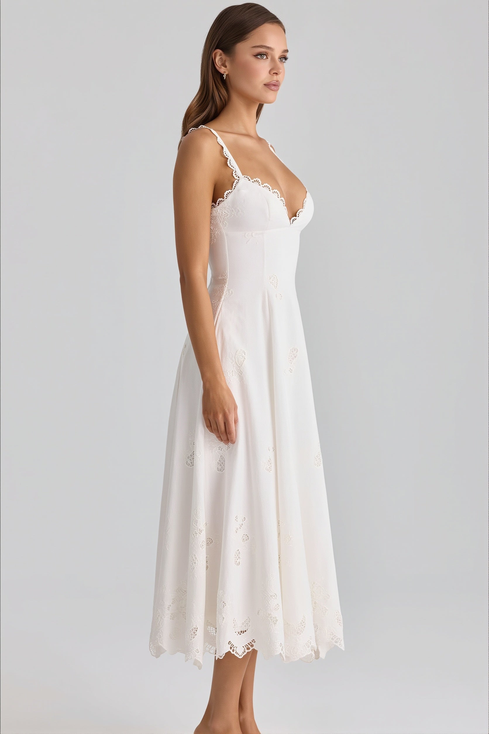 Elegant Embroidered Cutout Cami Maxi Dress