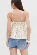 Floral Wide Strap Tie Chic Cami Top
