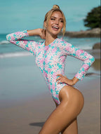 Fresh Floral Backless One Piece Swimwear