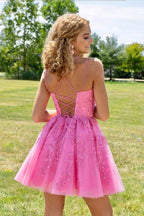 Träger Spitzen-Applikation Homecoming-Kleid Kurzes Ballkleid