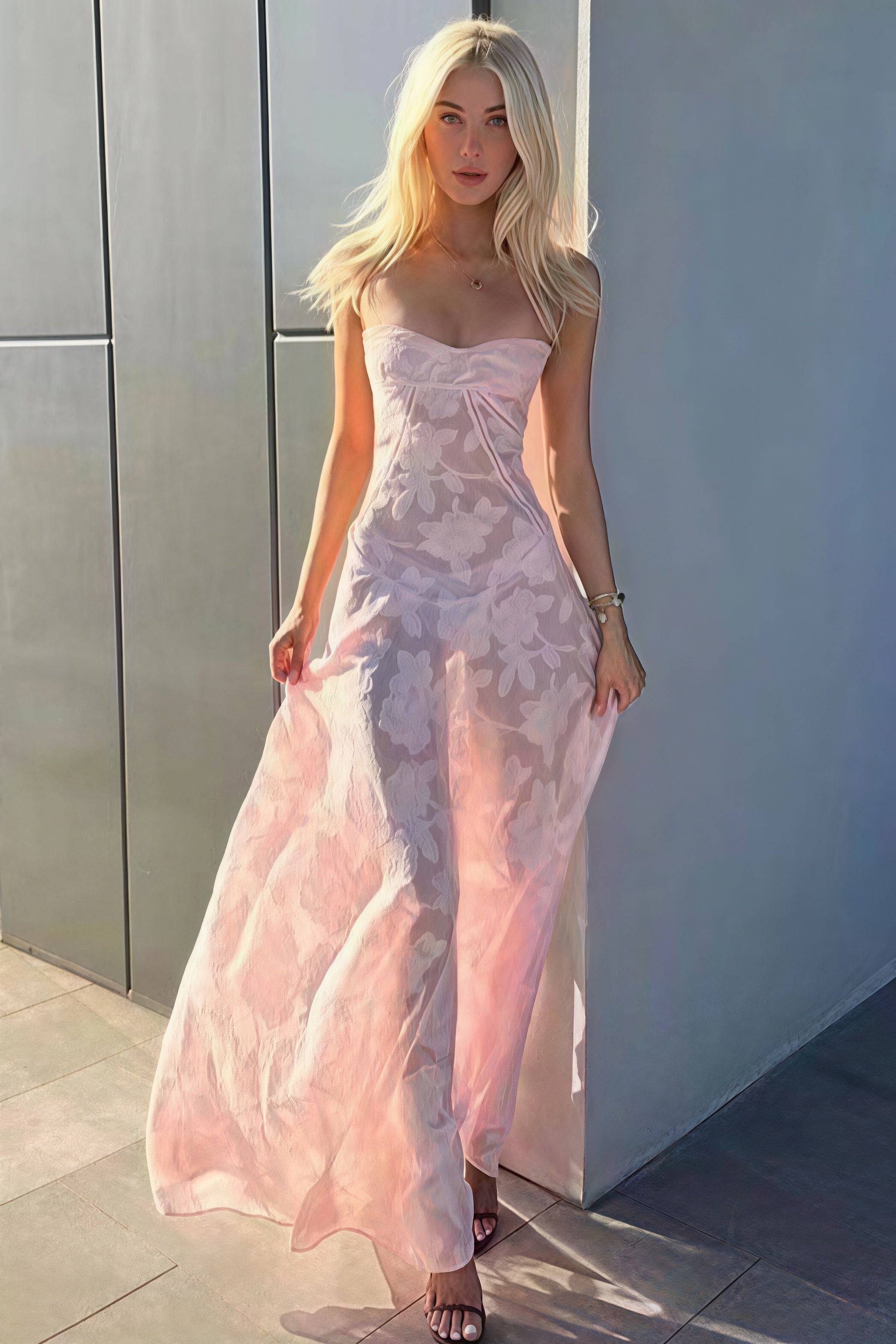 Elegant Jacquard Cami Maxi Dress