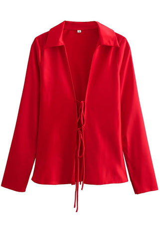 Edith – Lockere Bluse mit Leopardenmuster und Schnürung vorne 