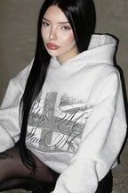 Printed Oversized Pullover Hoodie