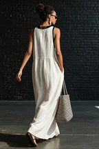 Sleeveless V Neck Elegant Beach Vacation Maxi Dress