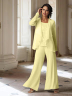 Chiffon-Hosenanzug mit langen Ärmeln und Jacke für die Mutter der Braut 