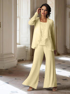Chiffon-Hosenanzug mit langen Ärmeln und Jacke für die Mutter der Braut 