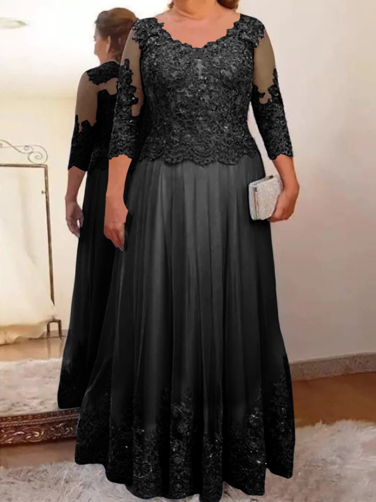 Vestidos de madre de la novia de tul con corte A/princesa y apliques 