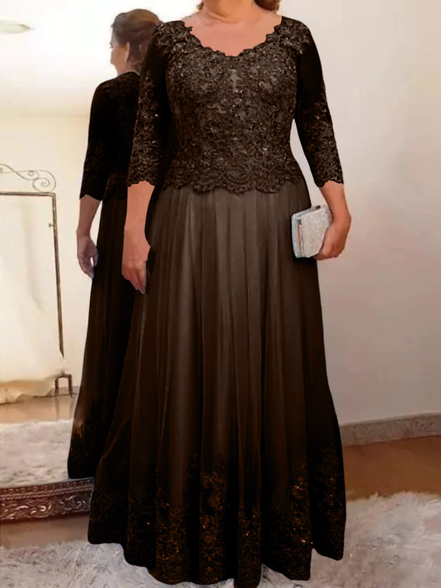 Vestidos de madre de la novia de tul con corte A/princesa y apliques 