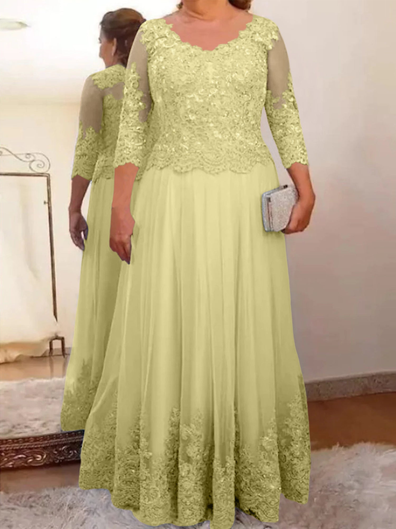 Vestidos de madre de la novia de tul con corte A/princesa y apliques 
