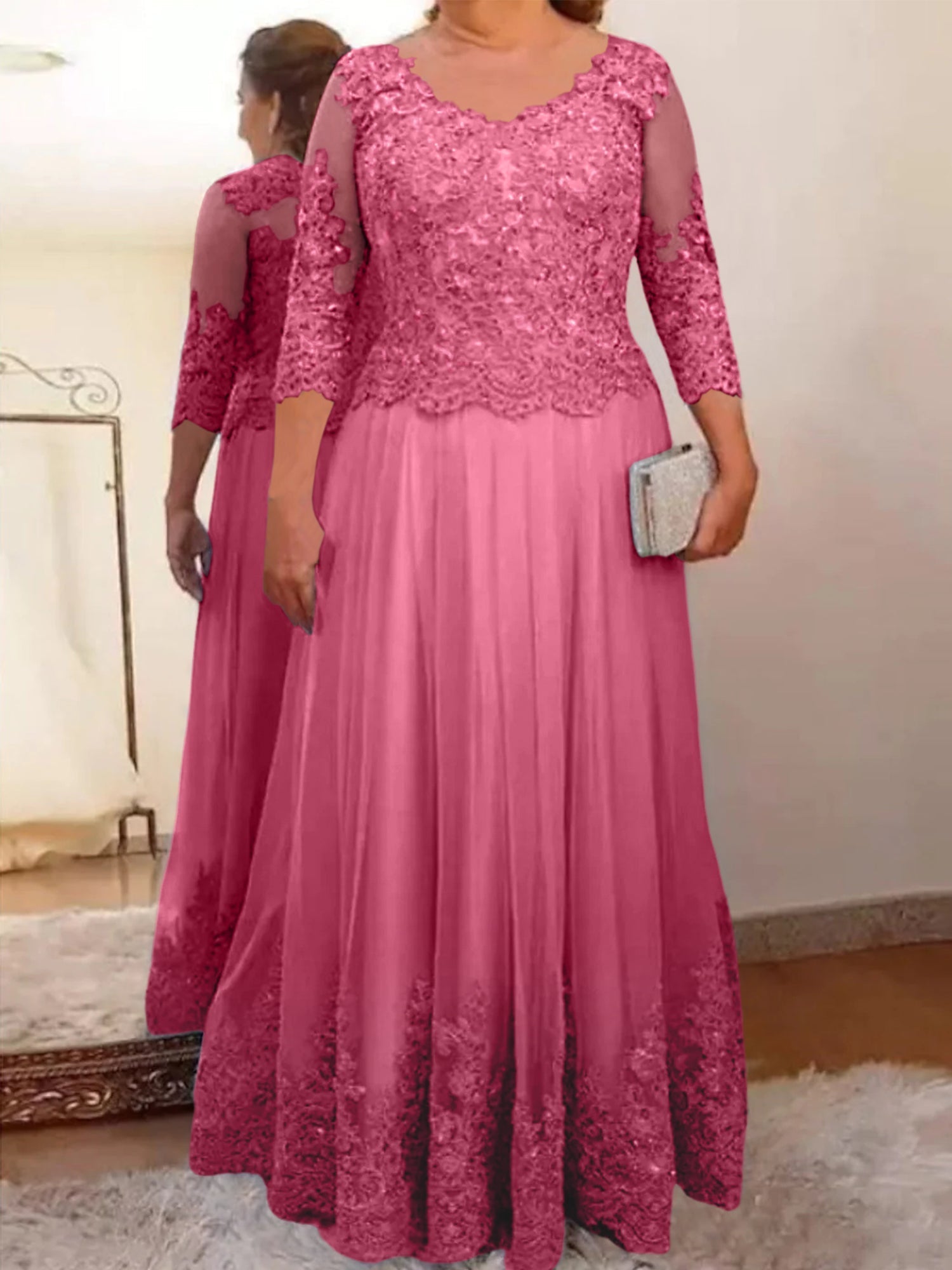 Vestidos de madre de la novia de tul con corte A/princesa y apliques 
