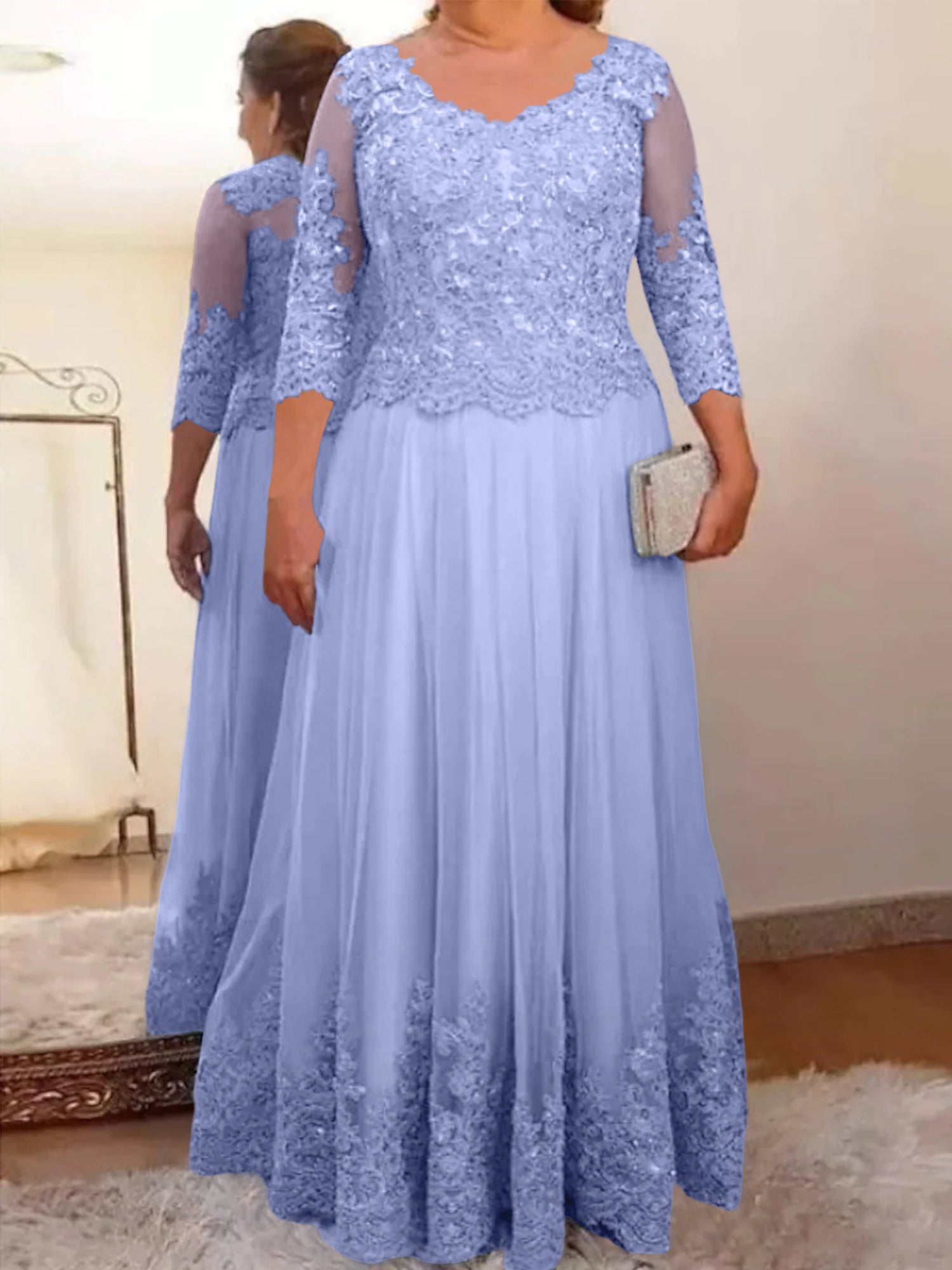 Vestidos de madre de la novia de tul con corte A/princesa y apliques 