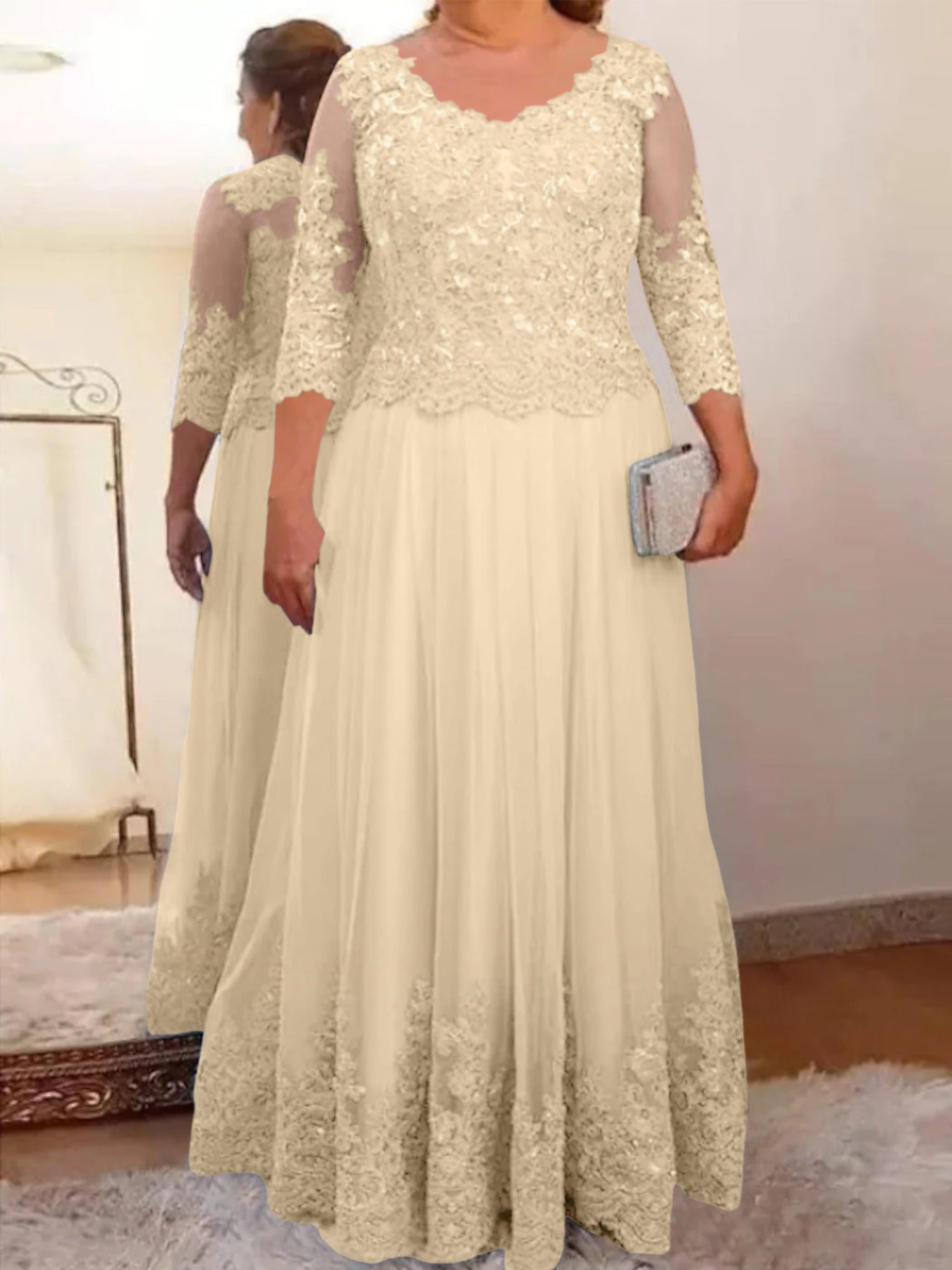 Vestidos de madre de la novia de tul con corte A/princesa y apliques 