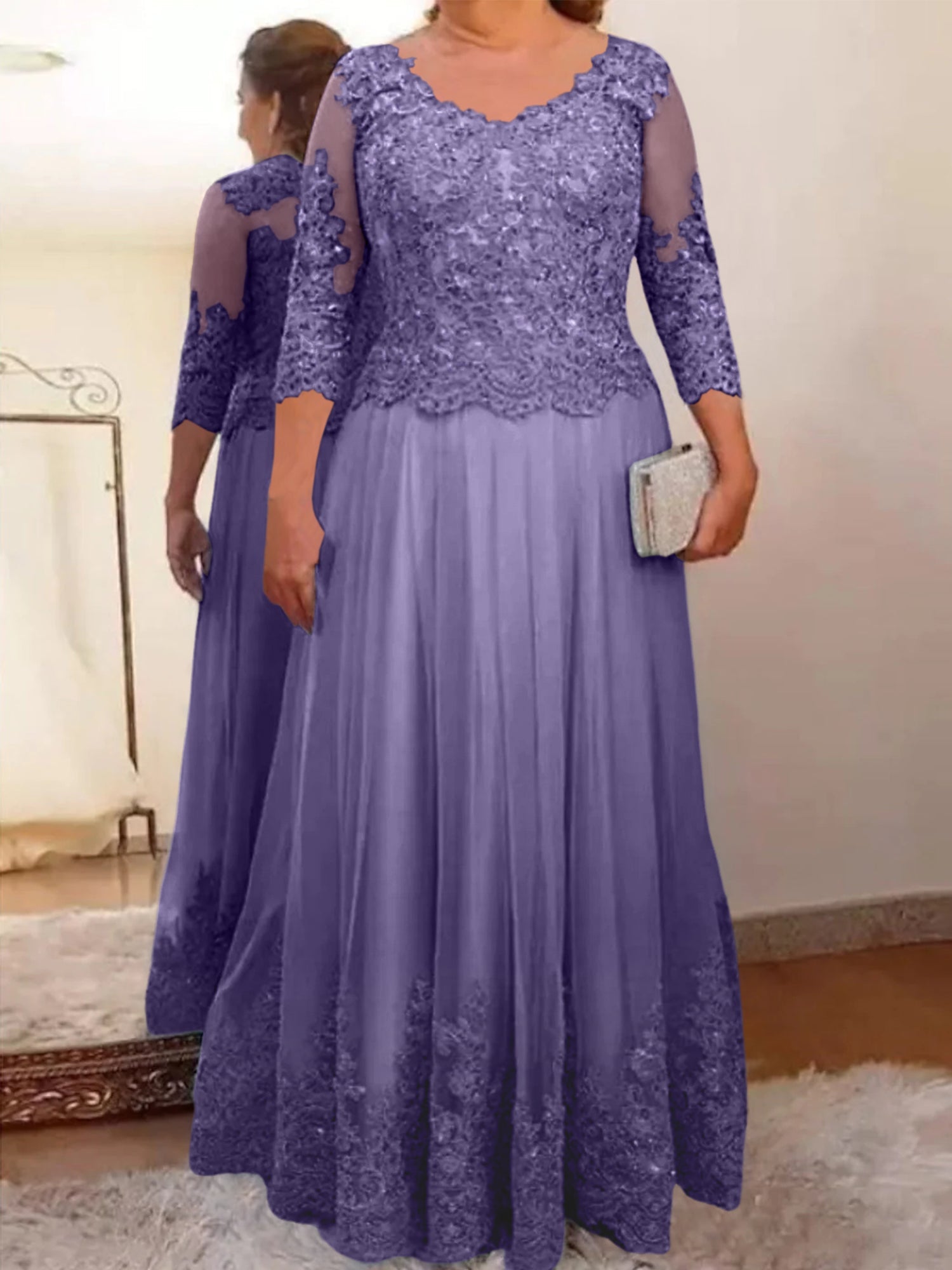 Vestidos de madre de la novia de tul con corte A/princesa y apliques 