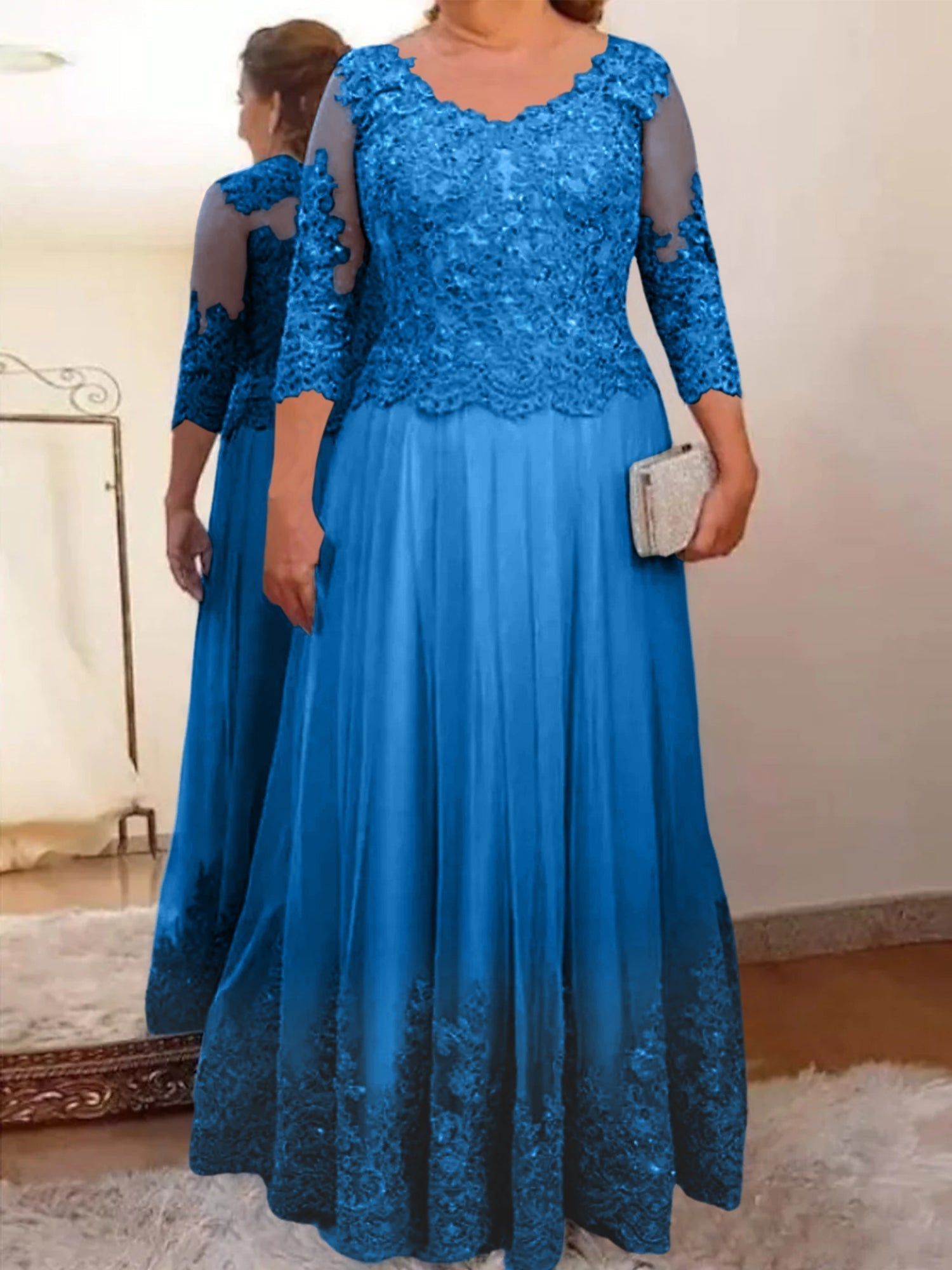 Vestidos de madre de la novia de tul con corte A/princesa y apliques 