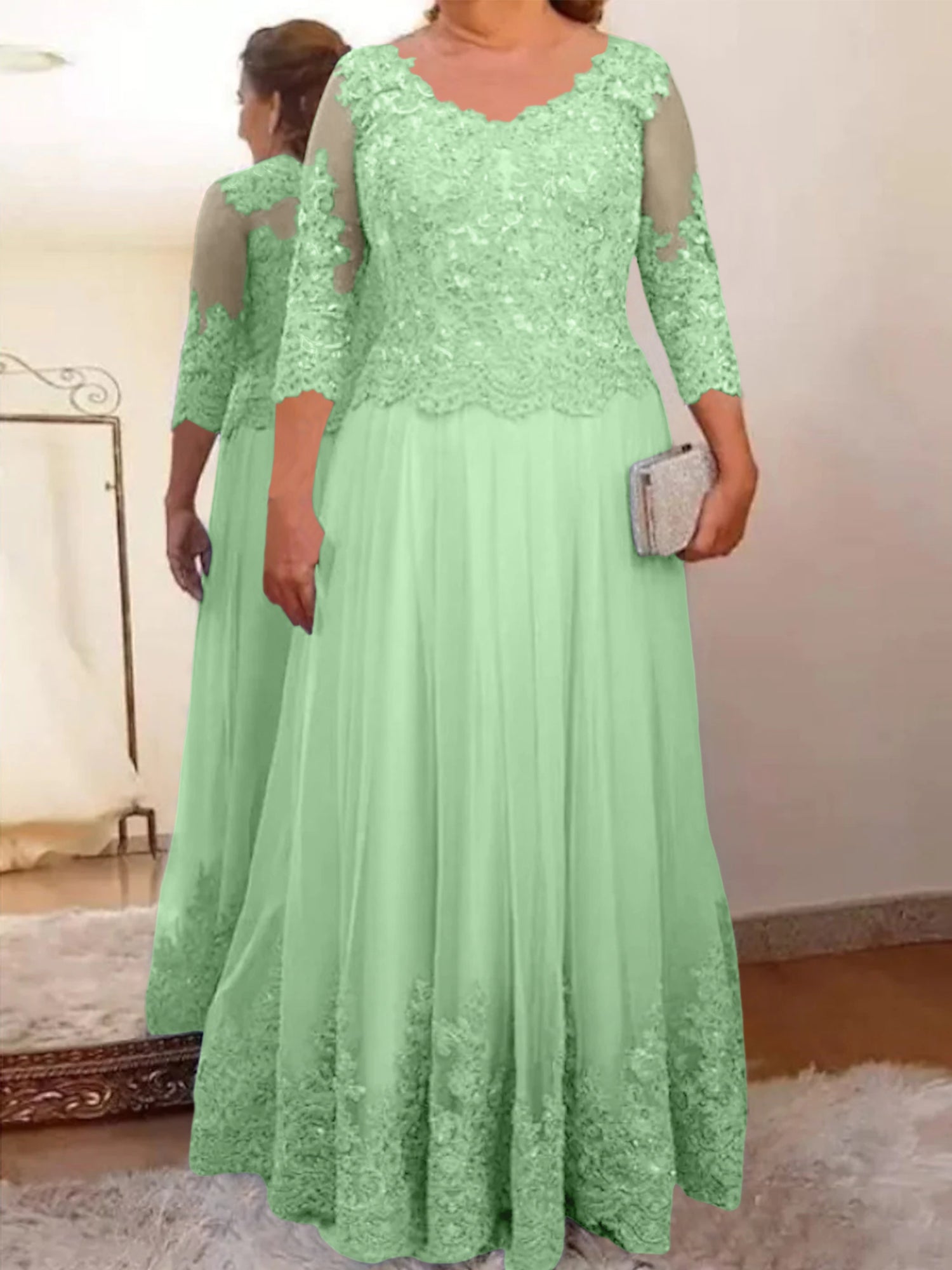 Vestidos de madre de la novia de tul con corte A/princesa y apliques 