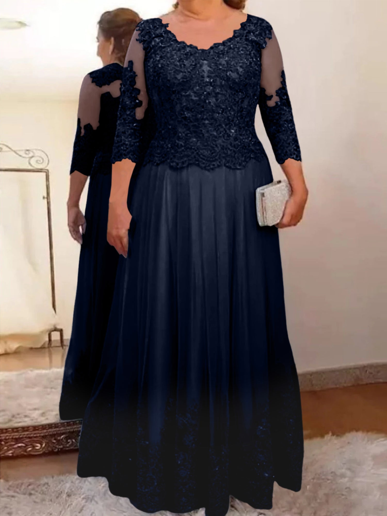 Vestidos de madre de la novia de tul con corte A/princesa y apliques 