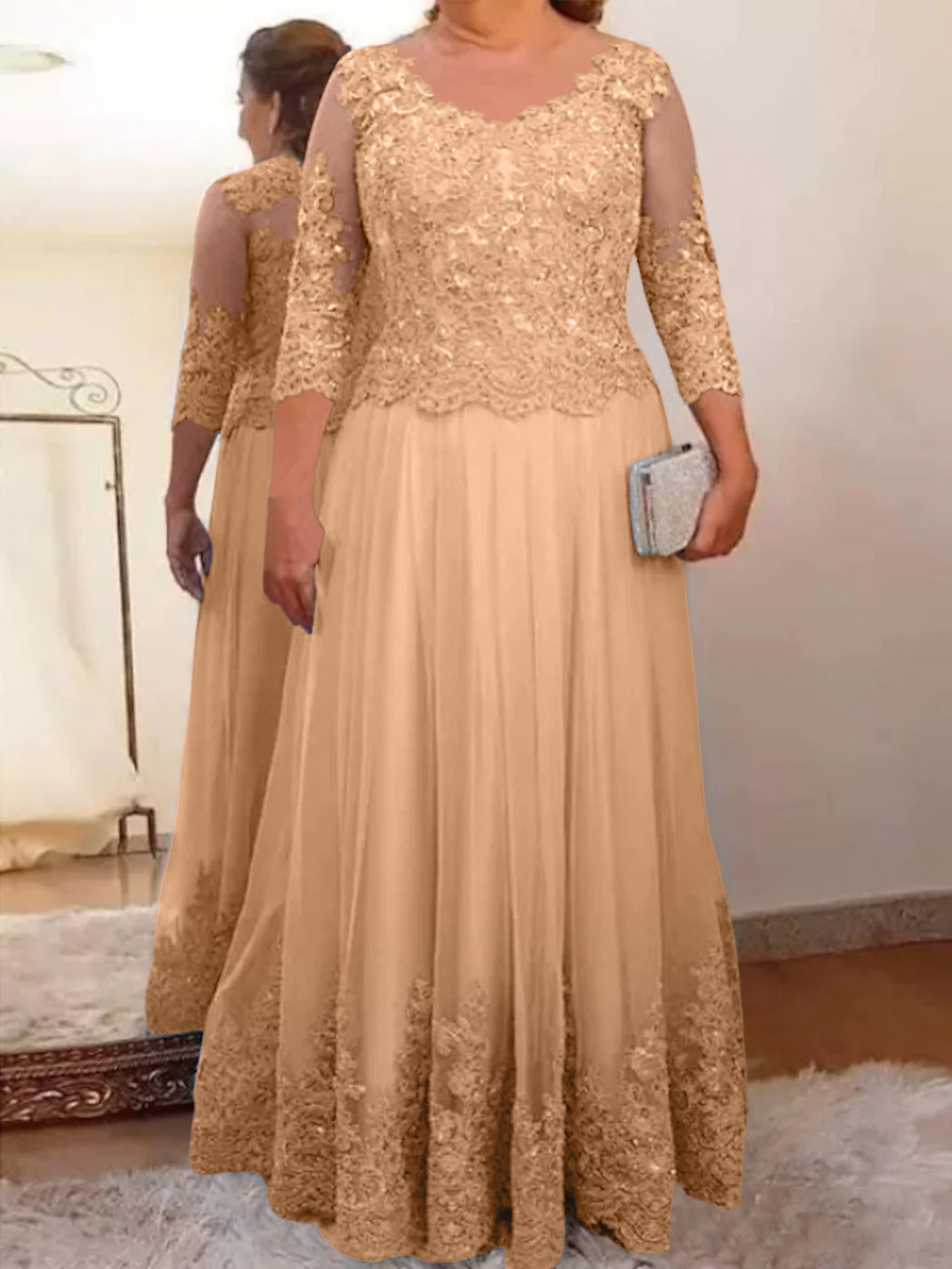 Vestidos de madre de la novia de tul con corte A/princesa y apliques 