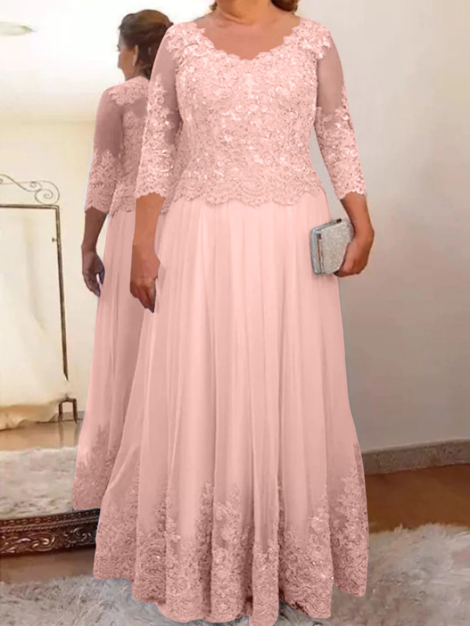 Vestidos de madre de la novia de tul con corte A/princesa y apliques 
