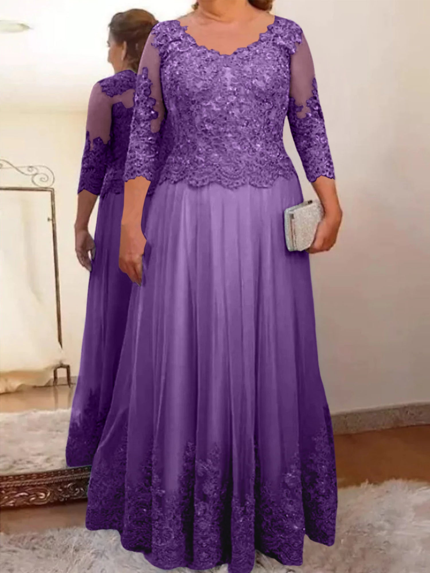 Vestidos de madre de la novia de tul con corte A/princesa y apliques 