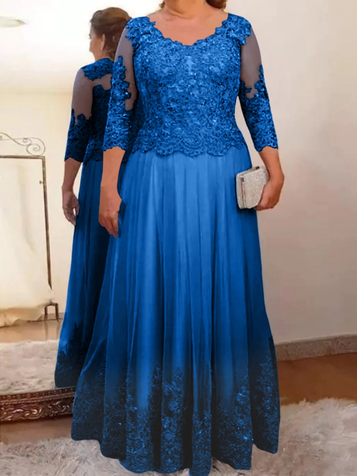 Vestidos de madre de la novia de tul con corte A/princesa y apliques 