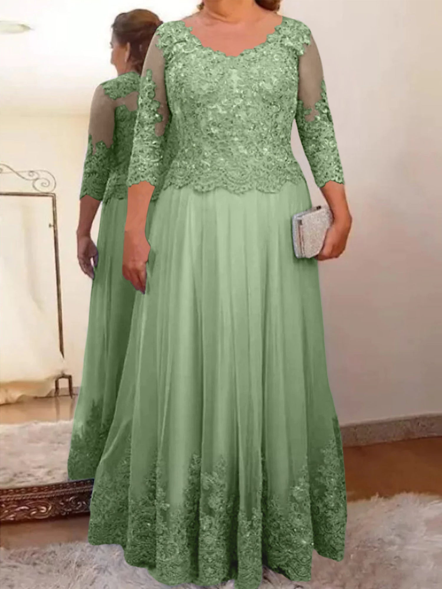Vestidos de madre de la novia de tul con corte A/princesa y apliques 