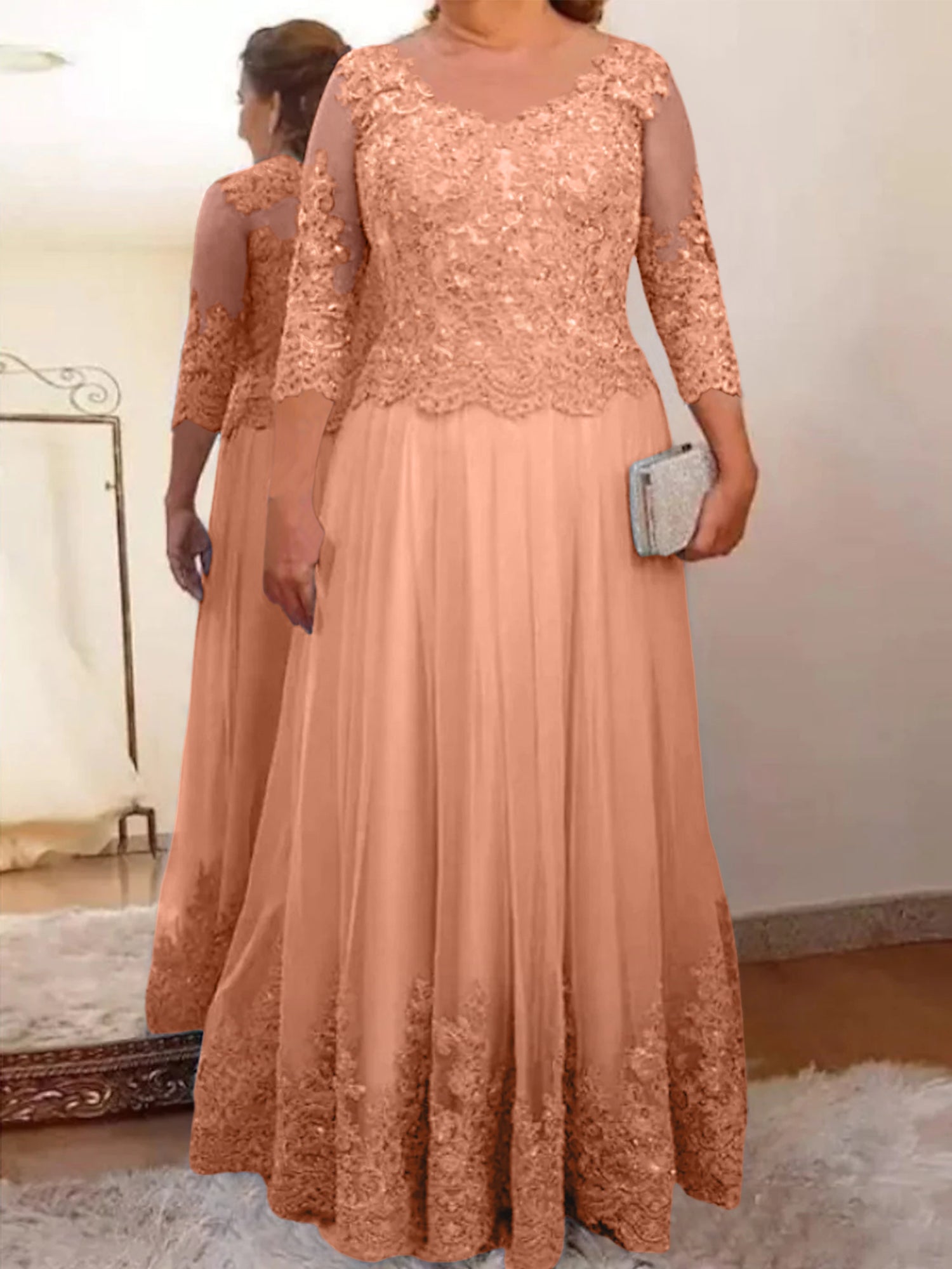 Vestidos de madre de la novia de tul con corte A/princesa y apliques 