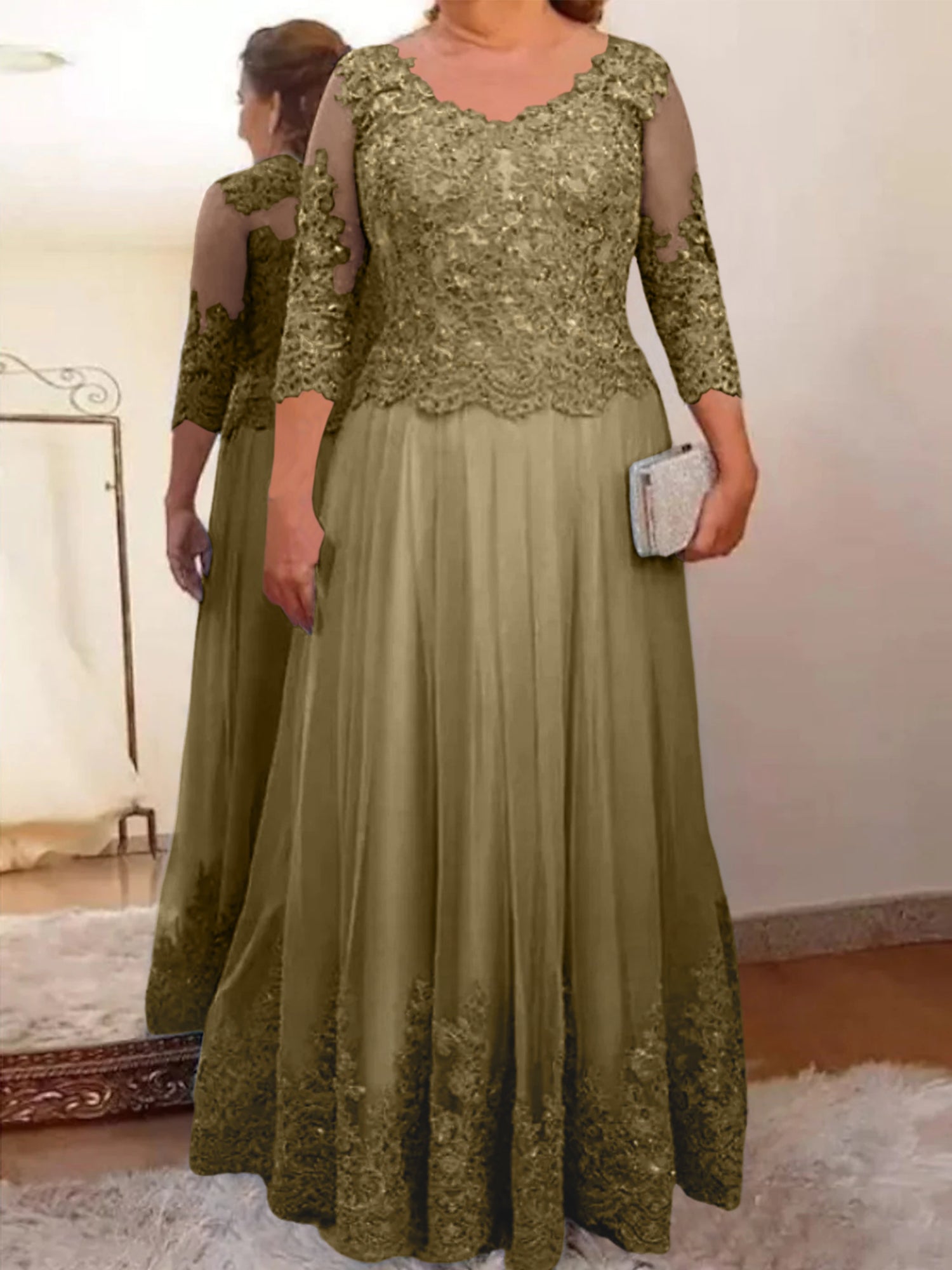 Vestidos de madre de la novia de tul con corte A/princesa y apliques 
