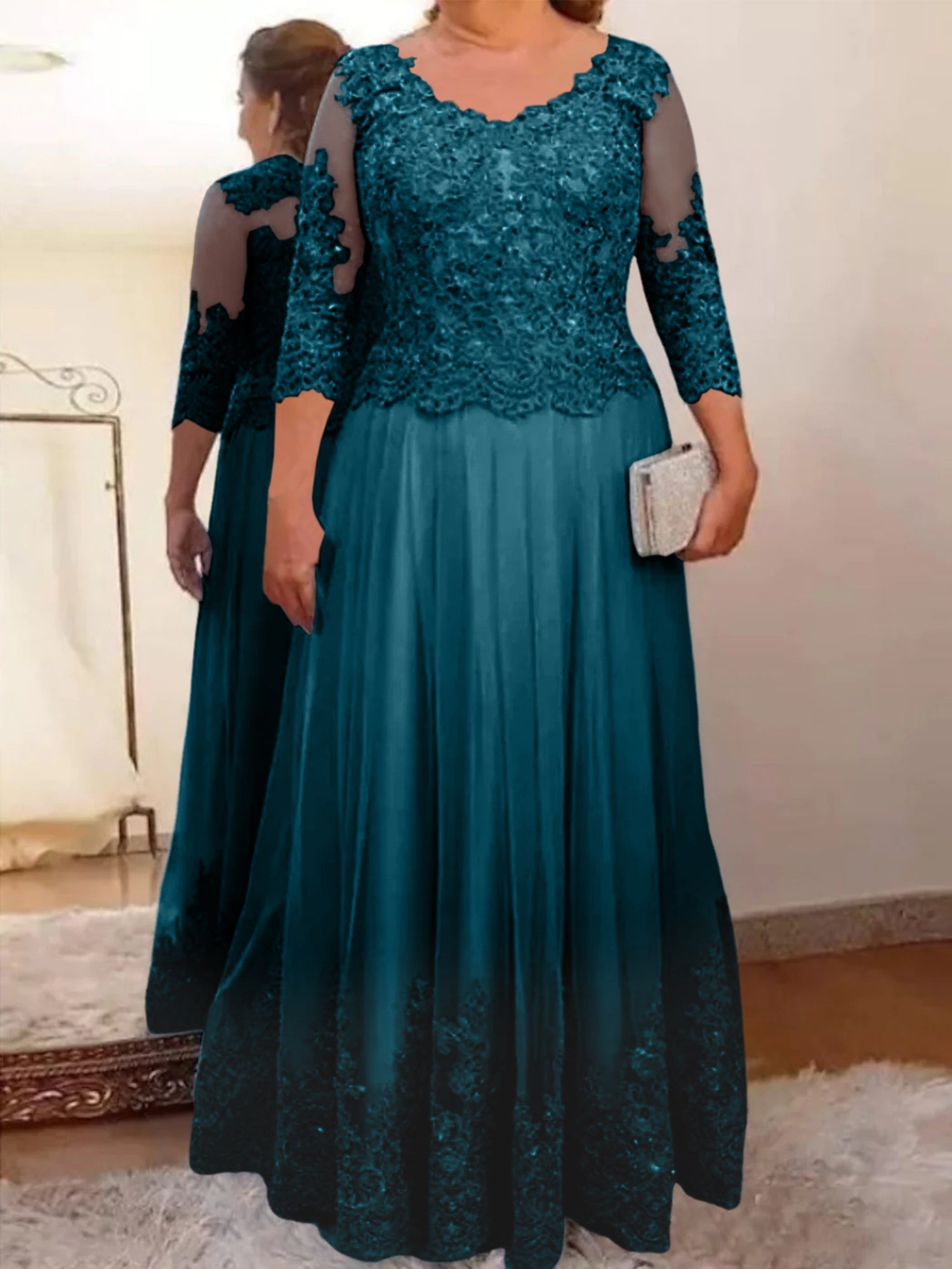 Vestidos de madre de la novia de tul con corte A/princesa y apliques 