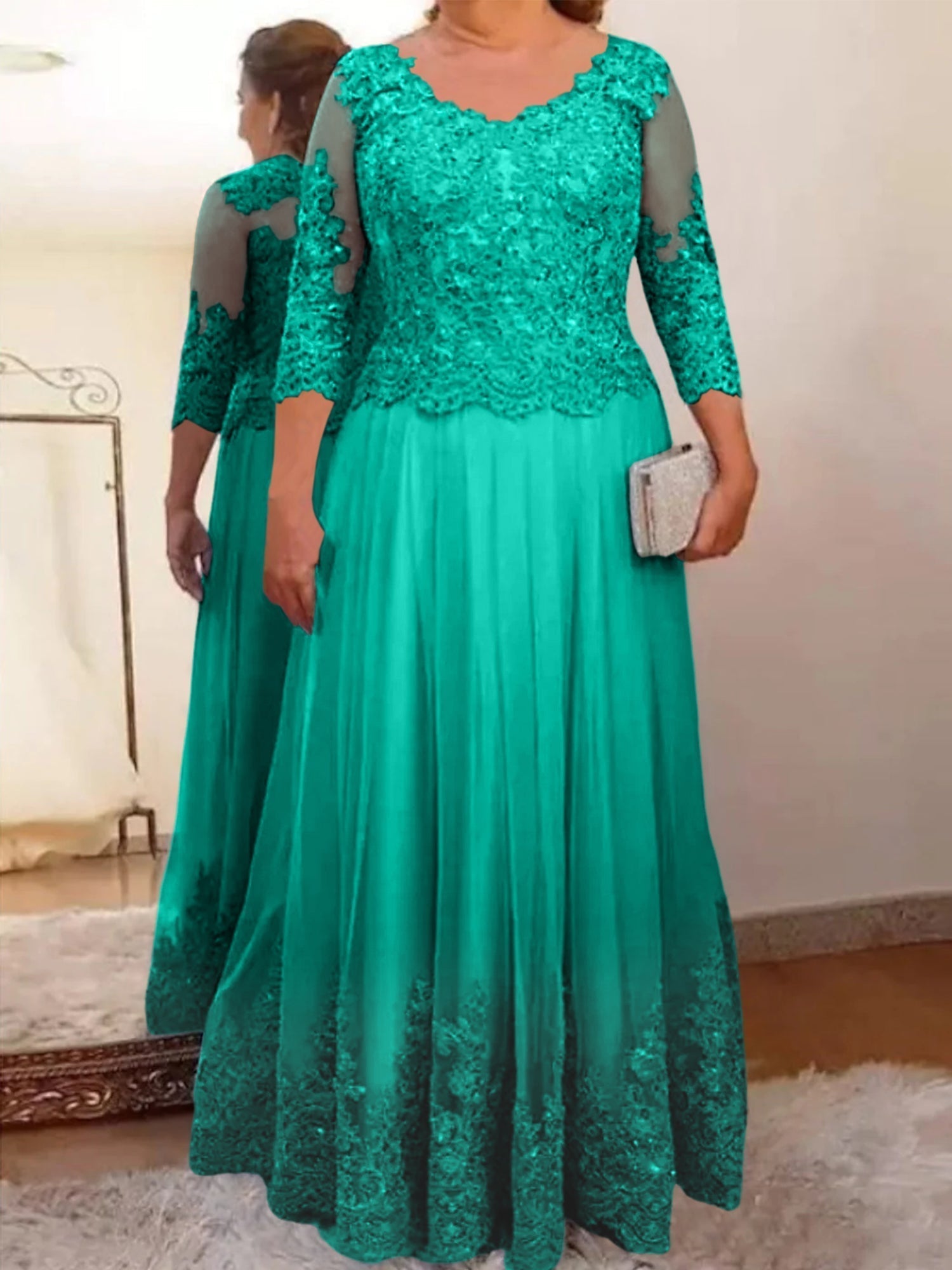 Vestidos de madre de la novia de tul con corte A/princesa y apliques 