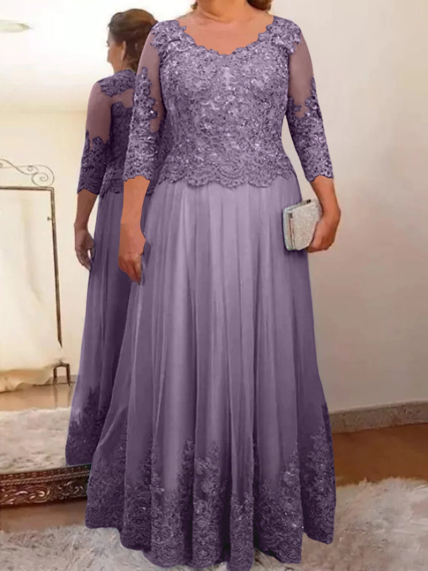 Vestidos de madre de la novia de tul con corte A/princesa y apliques 