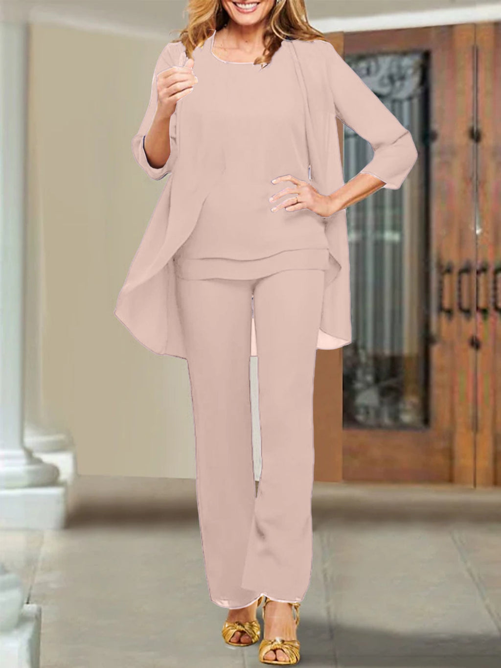 Chiffon Scoop Hosenanzüge für die Mutter der Braut 