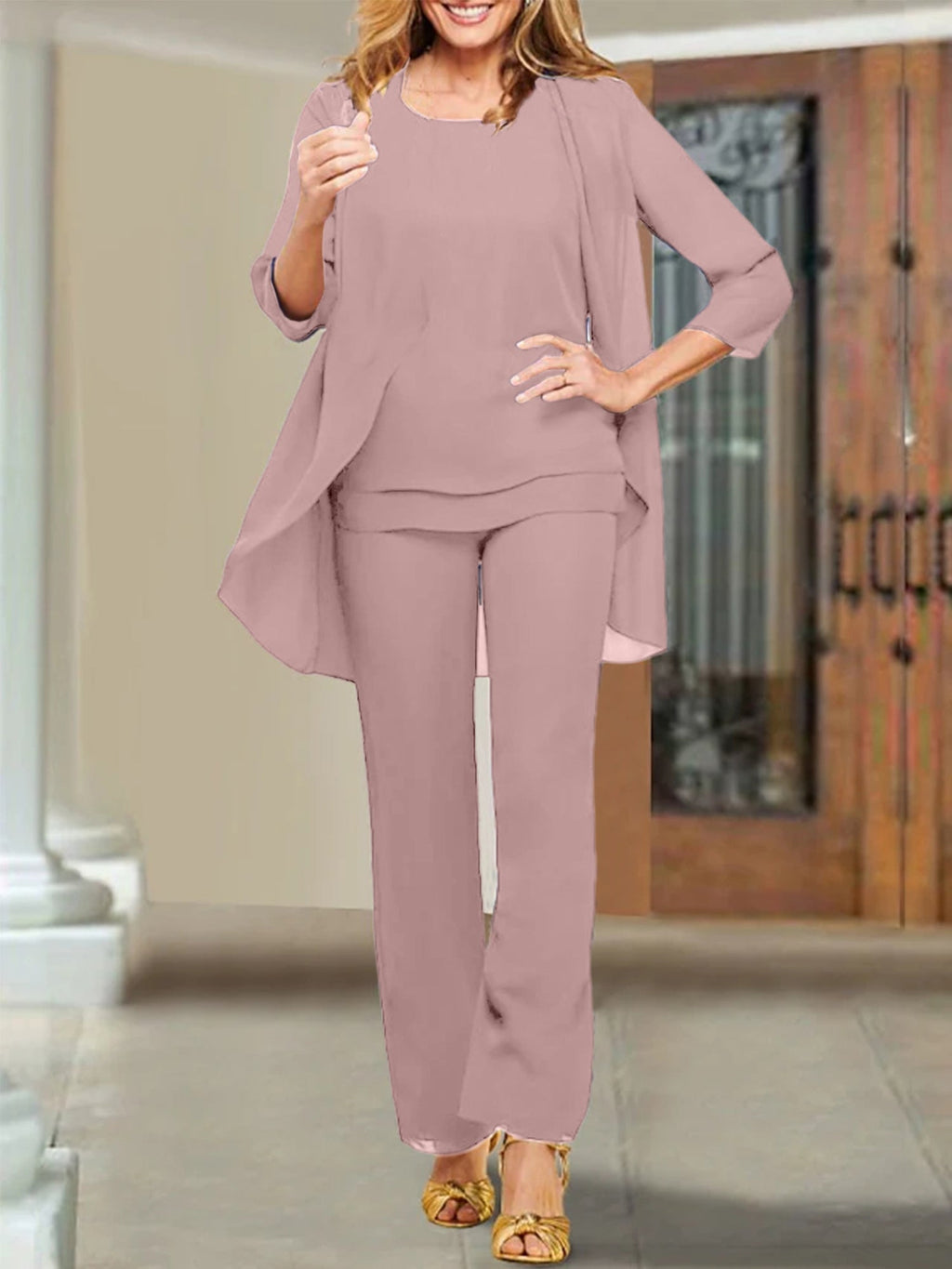 Chiffon Scoop Hosenanzüge für die Mutter der Braut 