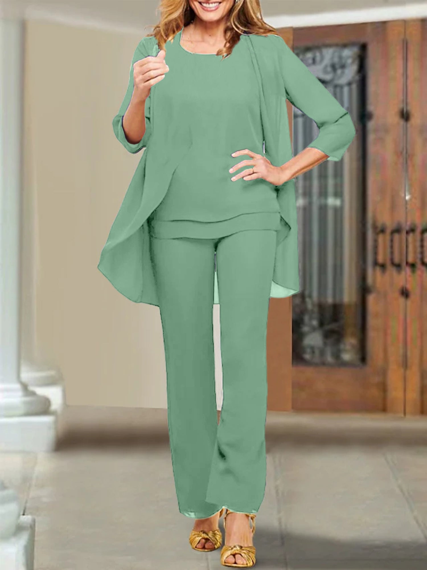 Chiffon Scoop Hosenanzüge für die Mutter der Braut 