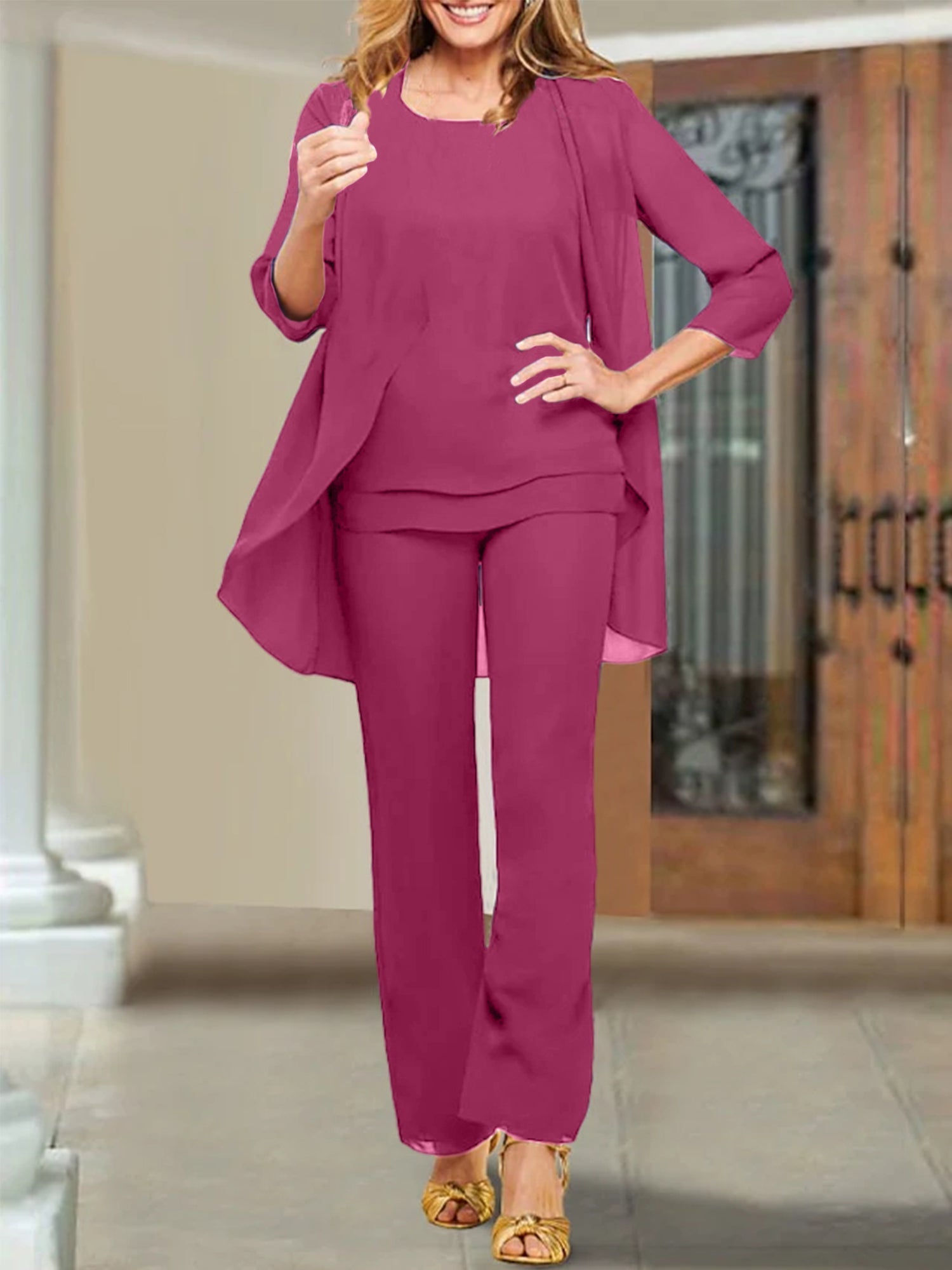 Chiffon Scoop Hosenanzüge für die Mutter der Braut 