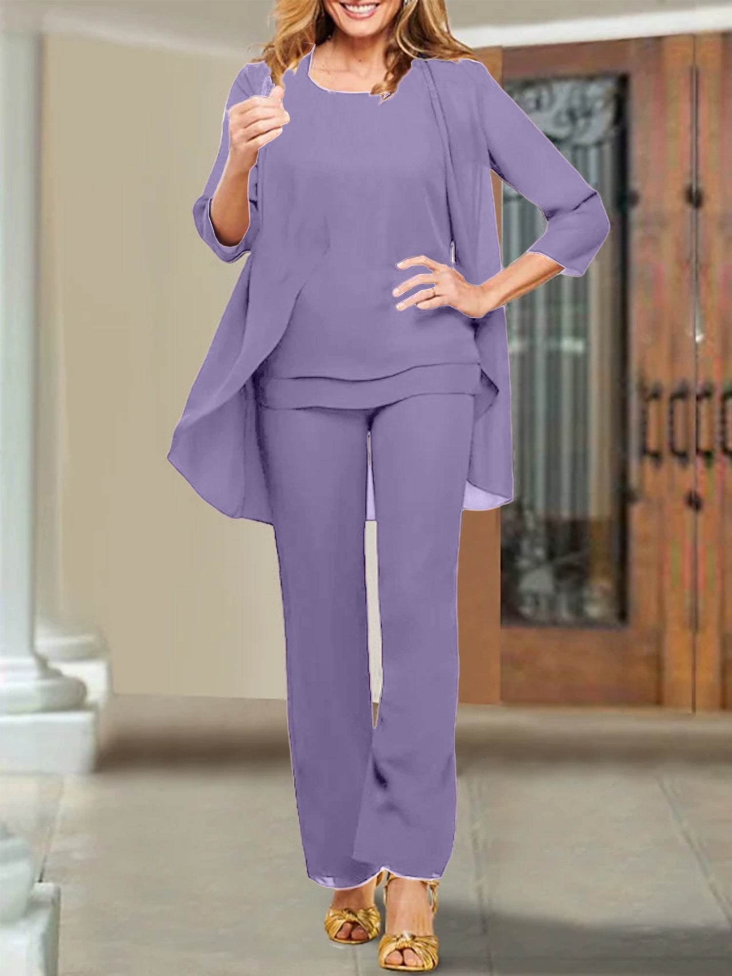 Chiffon Scoop Hosenanzüge für die Mutter der Braut 