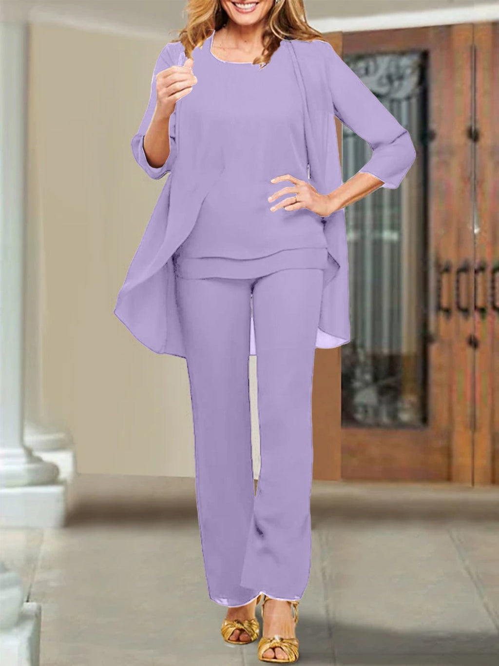 Chiffon Scoop Hosenanzüge für die Mutter der Braut 