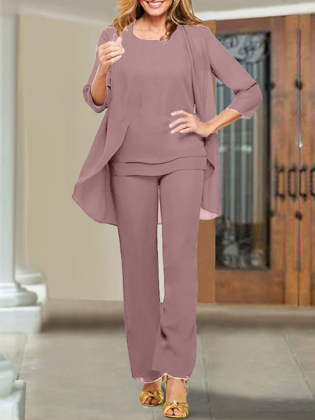 Chiffon Scoop Hosenanzüge für die Mutter der Braut 