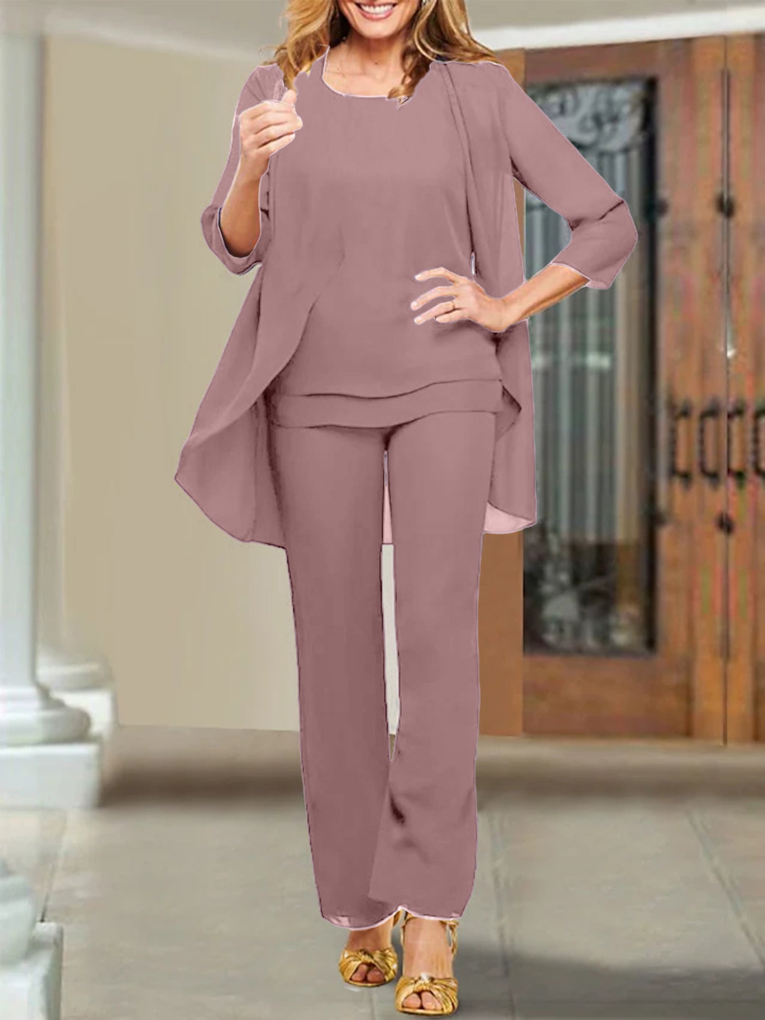 Chiffon Scoop Hosenanzüge für die Mutter der Braut 