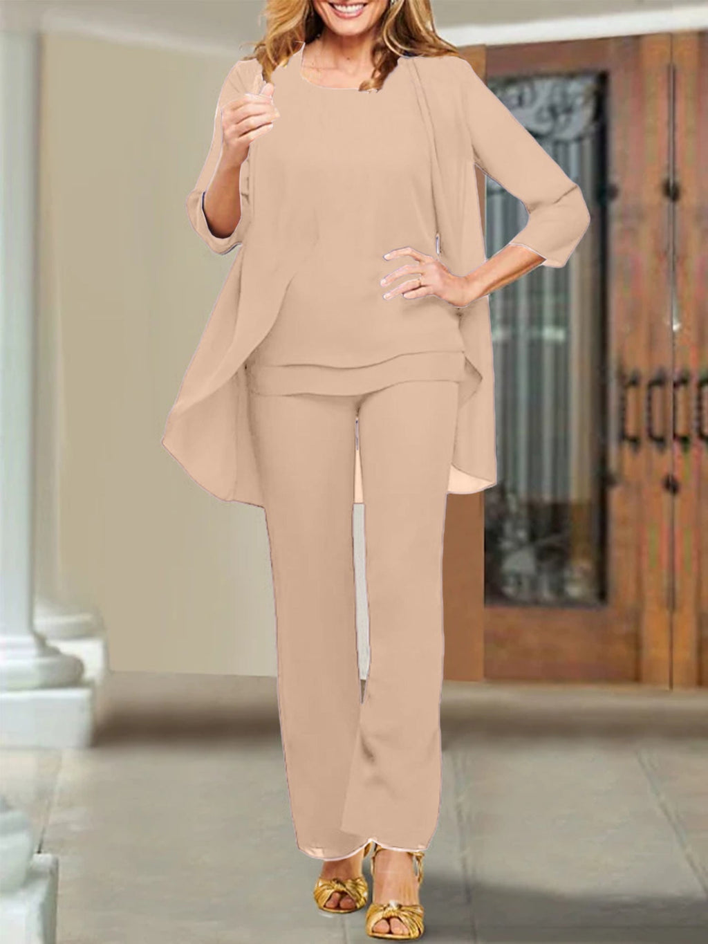 Chiffon Scoop Hosenanzüge für die Mutter der Braut 