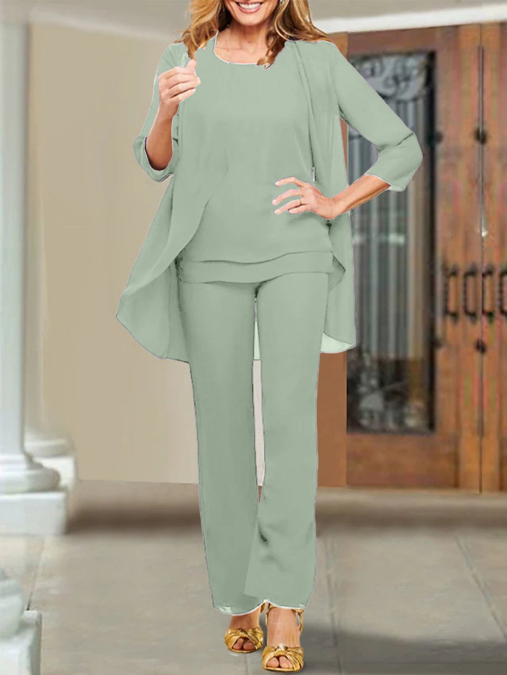 Chiffon Scoop Hosenanzüge für die Mutter der Braut 