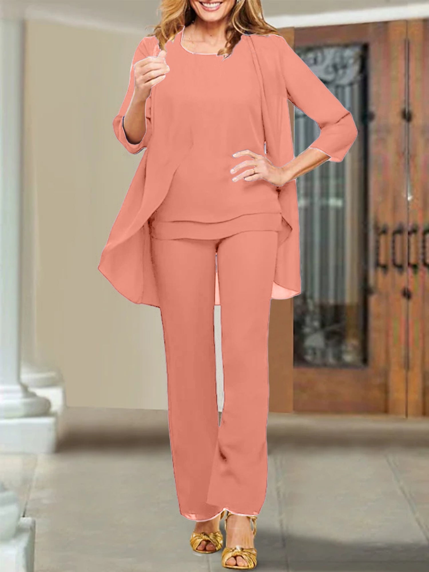 Chiffon Scoop Hosenanzüge für die Mutter der Braut 