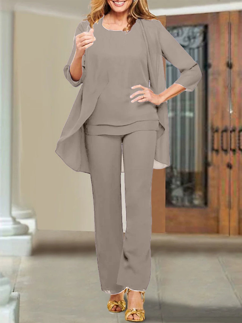 Chiffon Scoop Hosenanzüge für die Mutter der Braut 