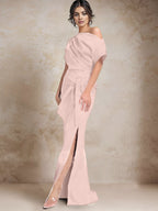Trumpet/Mermaid One-Shoulder Mother of the Bride Dresses with Split Side
