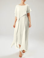 Vestidos de madre de la novia con mangas cortas, corte tubo/columna y borlas 