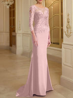 Trumpet/Mermaid Scoop Long Sleeves Mother of the Bride Dresses With Lace