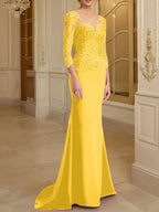Trumpet/Mermaid Scoop Long Sleeves Mother of the Bride Dresses With Lace