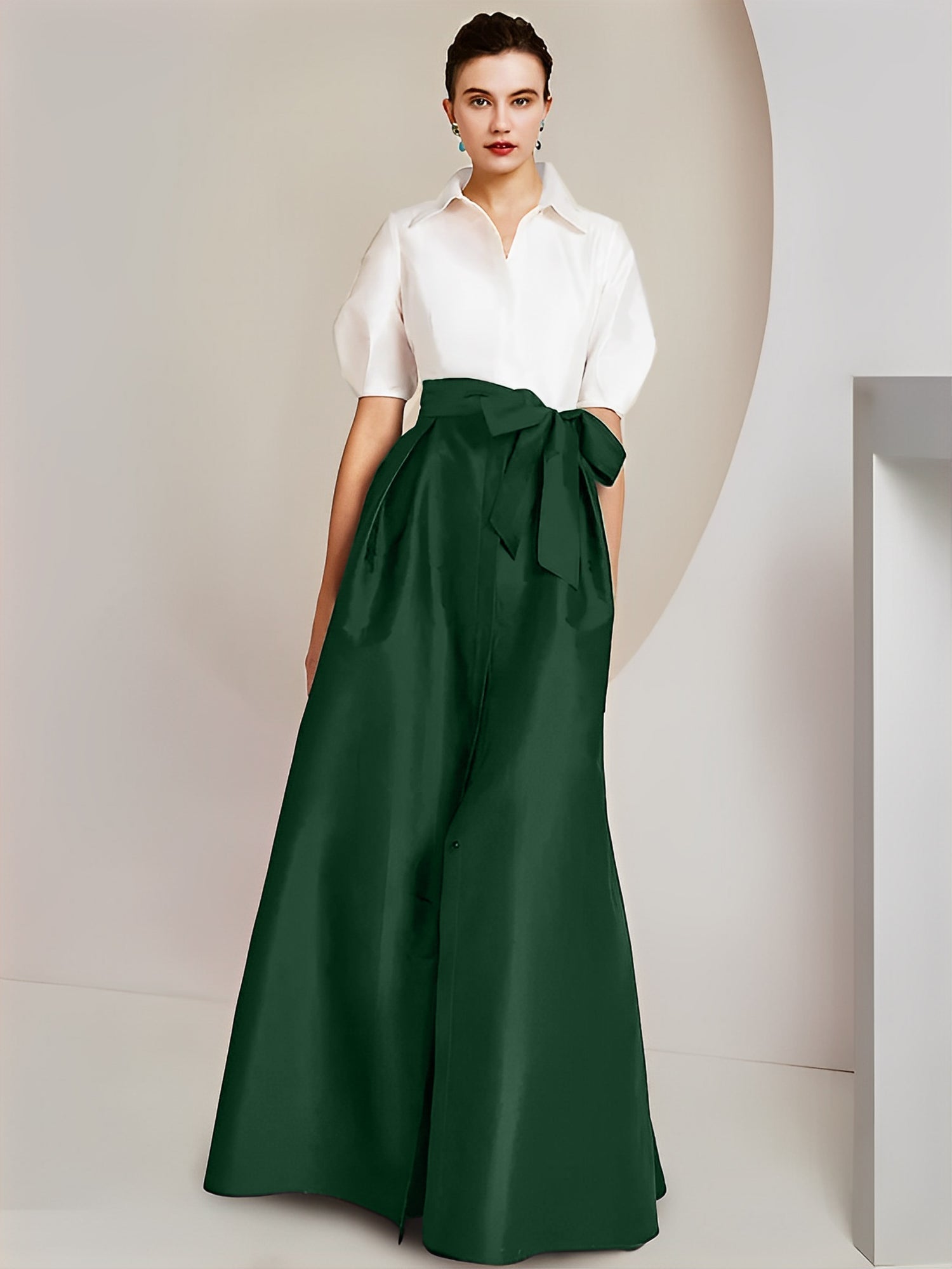 A-Linien-/Prinzessinnen-Hemdkragen, kurze Ärmel, 2-teiliges Brautmutterkleid 