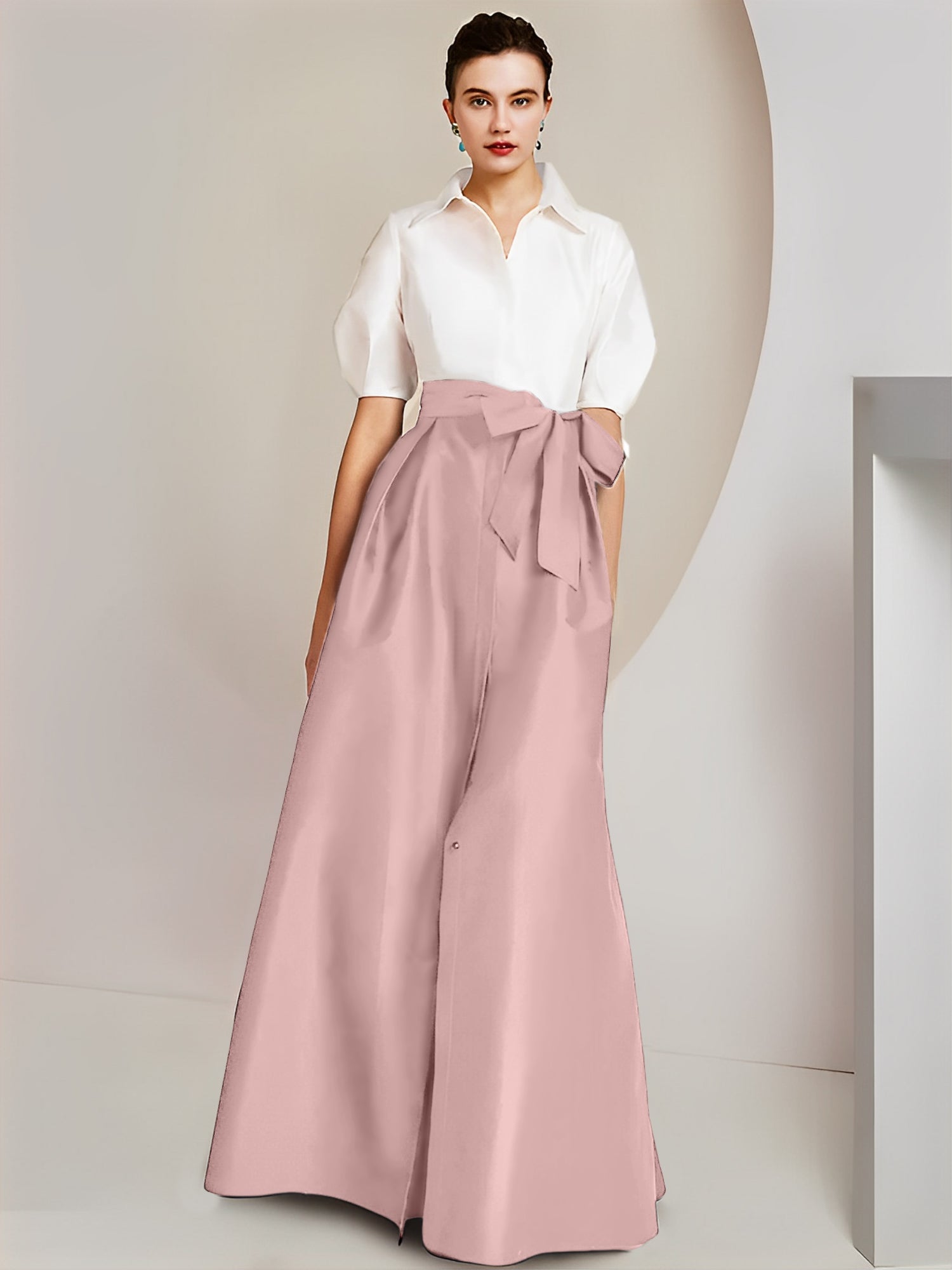 A-Linien-/Prinzessinnen-Hemdkragen, kurze Ärmel, 2-teiliges Brautmutterkleid 