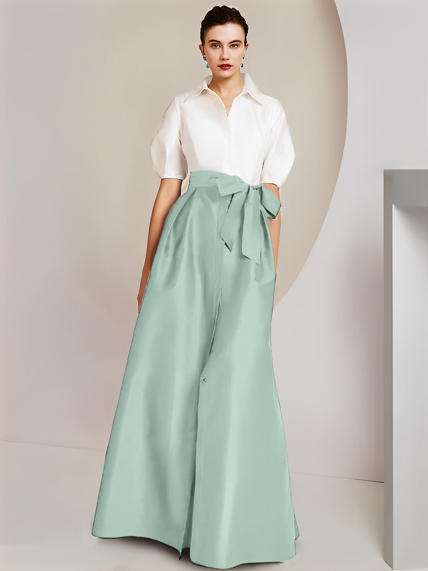 A-Linien-/Prinzessinnen-Hemdkragen, kurze Ärmel, 2-teiliges Brautmutterkleid 