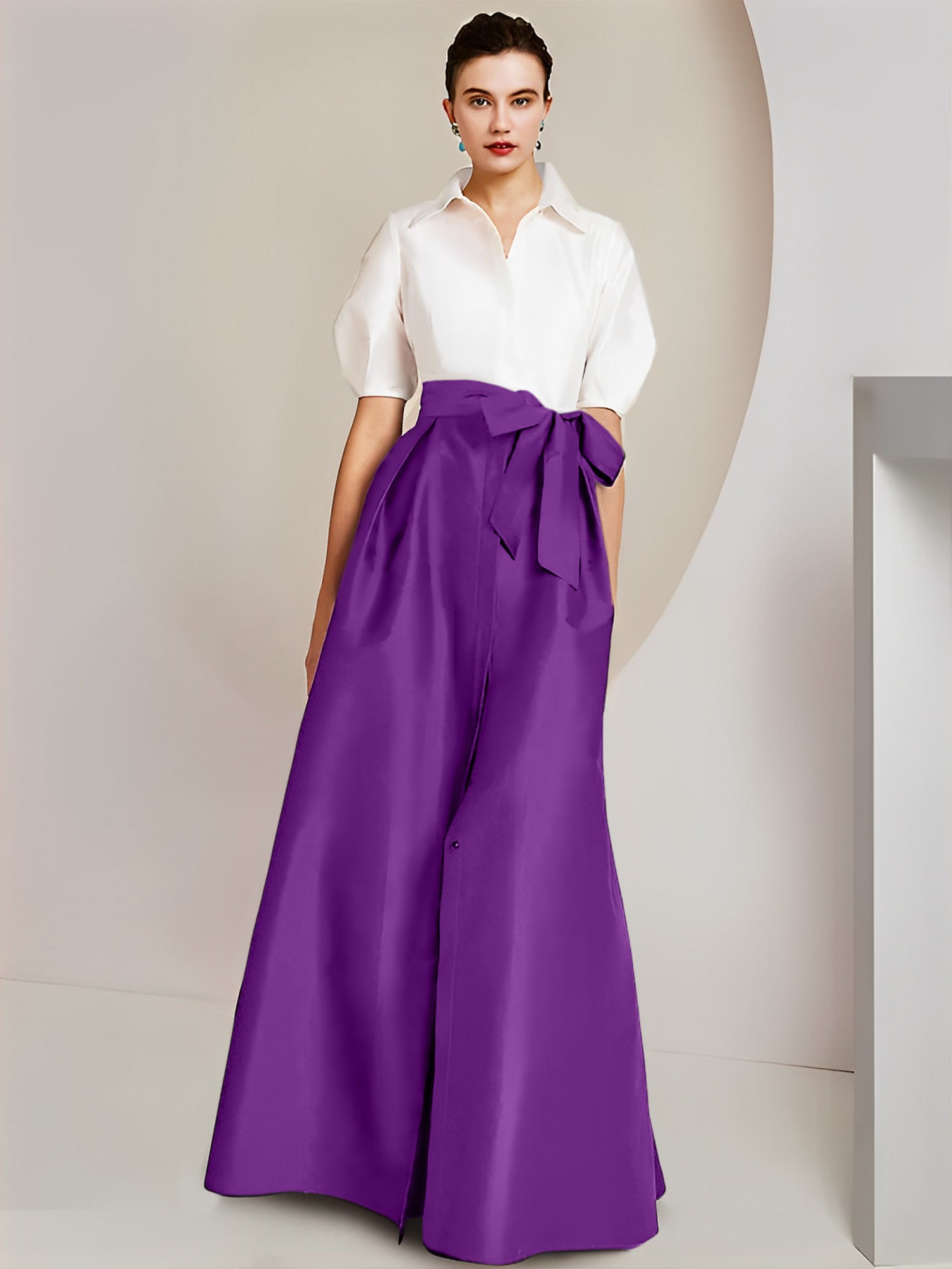 A-Linien-/Prinzessinnen-Hemdkragen, kurze Ärmel, 2-teiliges Brautmutterkleid 